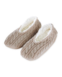 Ladies' Knitted Slipper Sock - Oat