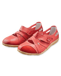 Ladies' Leather Strap Shoes - Red