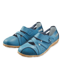 Ladies' Leather Strap Shoes - Teal
