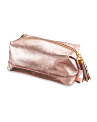 Avenue Ladies' Leather Washbag - Rose Gold
