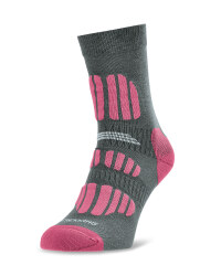 Crane Ladies' Outdoor Socks - Grey/Pink