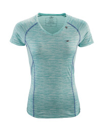 Ladies' Printed Aqua Running T-Shirt