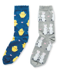 Ladies' Rabbit & Chick Socks 2-Pack