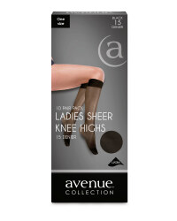 Ladies' Sheer Knee-Highs 10-Pack - Black