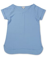 Ladies' Short Sleeve V-Neck Top - Blue