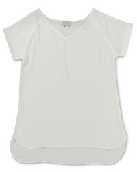 Ladies' Short Sleeve V-Neck Top - Cream