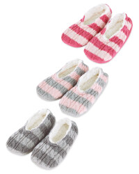 Ladies' Striped Knitted Slipper Sock
