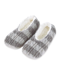 Ladies' Striped Knitted Slipper Sock - Grey