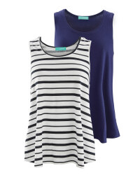 Avenue Ladies' Swing Vest 2-Pack - Navy/Stripe