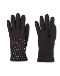 Ladies Black Diamonte Gloves