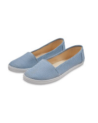 Ladies' Canvas Pumps - Blue Stripe