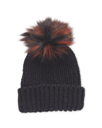 Avenue Ladies Faux Fur Beanie - Black