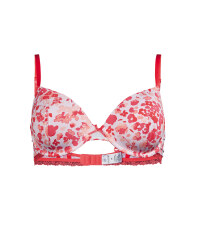 Ladies' Floral Bra - Coral / White
