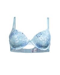 Ladies' Floral Bra - Light Blue / White