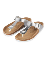 Ladies' Footbed Toepost Sandal - Silver