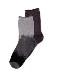 Avenue Ladies' Glitter Socks 2 Pack - Black
