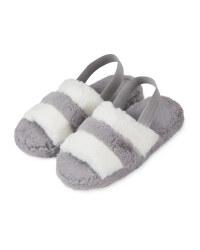 Ladies' Avenue Grey Plush Sliders