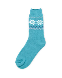 Avenue Ladies Heat for Feet Socks - Blue/Pink