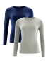 Ladies' Long Sleeve T-Shirt 2-Pack - Navy/Grey