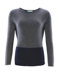 Avenue Ladies Metallic Jumper - Navy/Gold