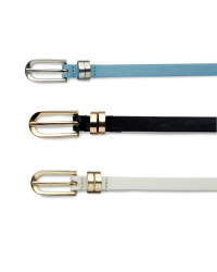 Ladies' Slim Belts - 3 Pack - Black / Blue / White