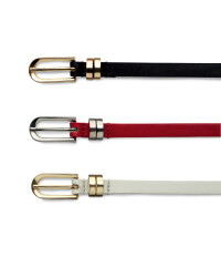 Ladies' Slim Belts - 3 Pack - Black / Red / White