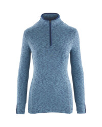 Crane Ladies' Blue Zip Neck Ski Top