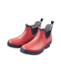 Ladies' Spot Wellington Boots - Red