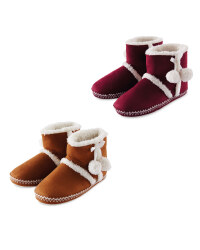 Ladies Suedette Boot Slippers