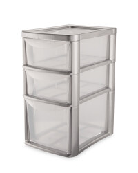Large 3-Drawer Tower - Clear/ Silver