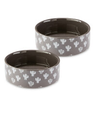 Large Cacti Ceramic Pet Bowl 2 Pack
