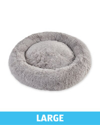 Large Comfy Long Pile Pet Bed - Grey