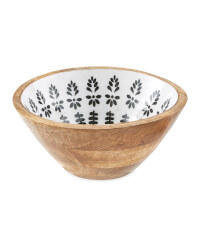 Large Geometric Mango Wood Bowl