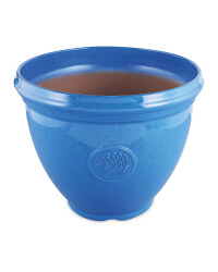 Large Glazed Effect Plastic Pot - Blue