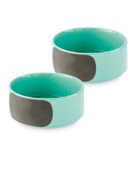Large Green Ceramic Pet Bowl 2 Pack