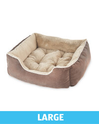 Large Plush Dog Bed - Brown