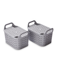 Strata Lidded Baskets 2 Pack - Grey