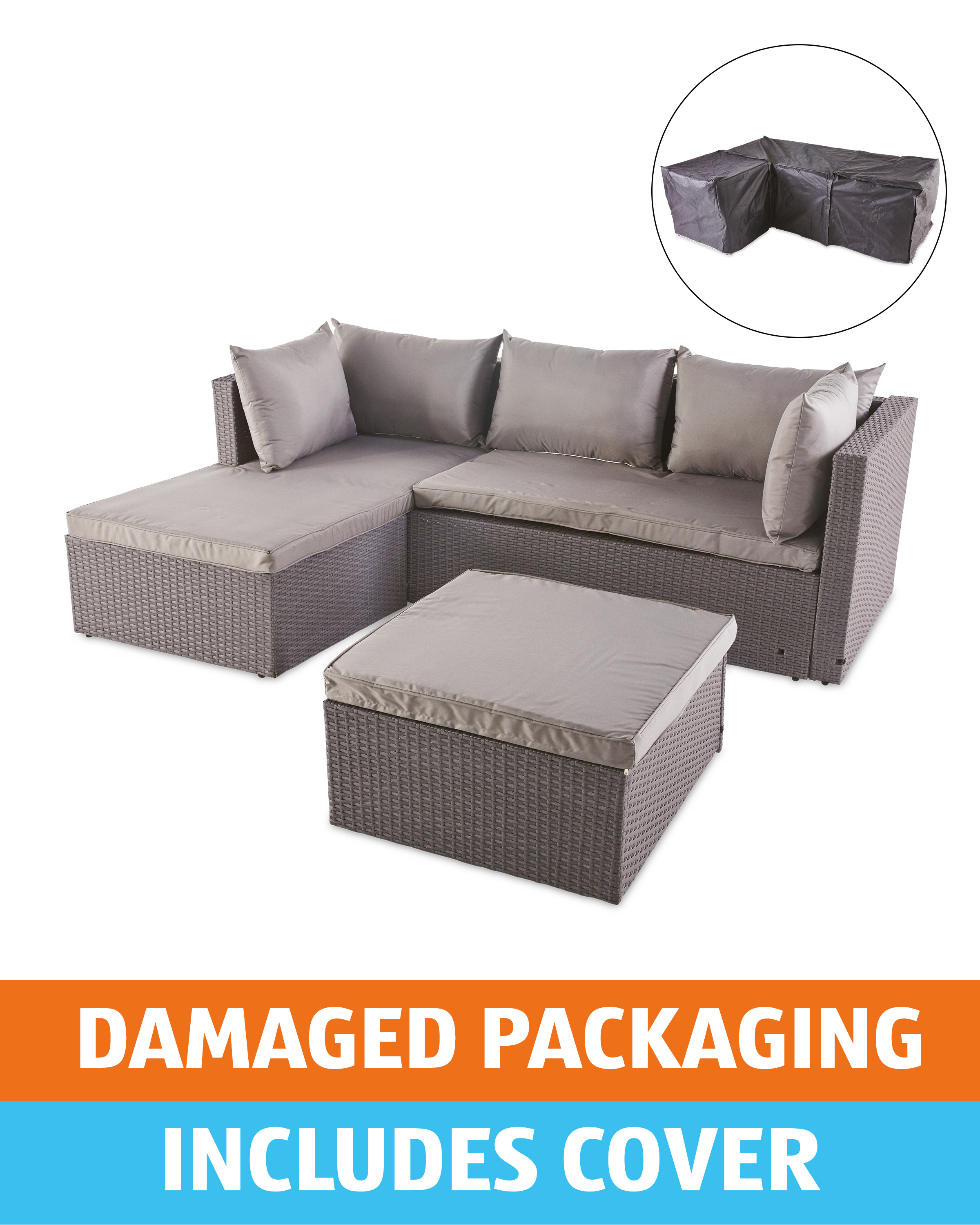 Damaged Packaging Grey Sofa Cover Aldi Uk