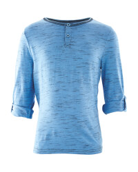 Lily & Dan Rolled Sleeves Blue Top