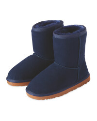 Girl's Lambskin Lined Boot - Navy