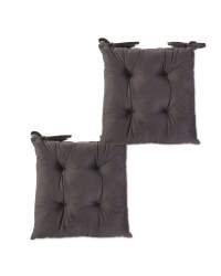 Luxury Velvet Seat Pads 2 Pack - Dark Grey