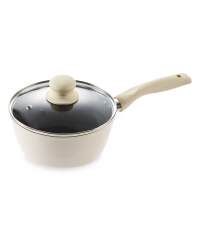 Marble Effect 18cm Saucepan with Lid - Cream