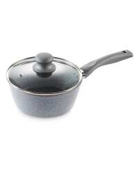 Marble Effect 18cm Saucepan with Lid - Grey