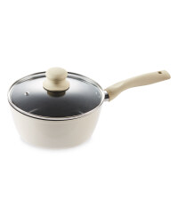 Marble Effect 20cm Saucepan with Lid - Cream