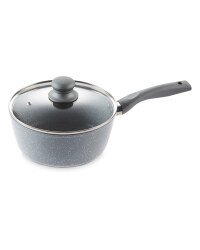 Marble Effect 20cm Saucepan with Lid - Grey