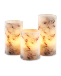 Marble Effect Flicker Candles 3 Pack