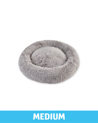 Medium Comfy Long Pile Pet Bed - Grey