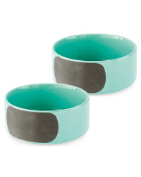 Medium Green Ceramic Pet Bowl 2 Pack