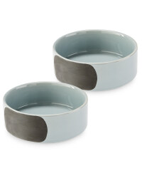 Medium Grey Ceramic Pet Bowl 2 Pack