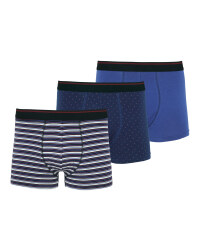 Men's Blue Hipster Boxers 3 Pack